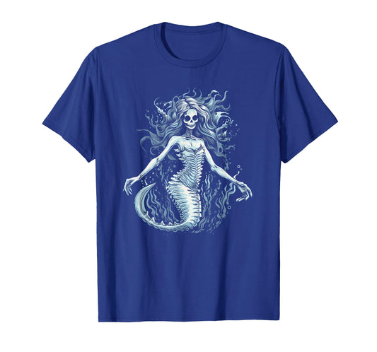 Siren Skeleton Mermaid Skull Tee Women Men Kids Boys Girls T-Shirt