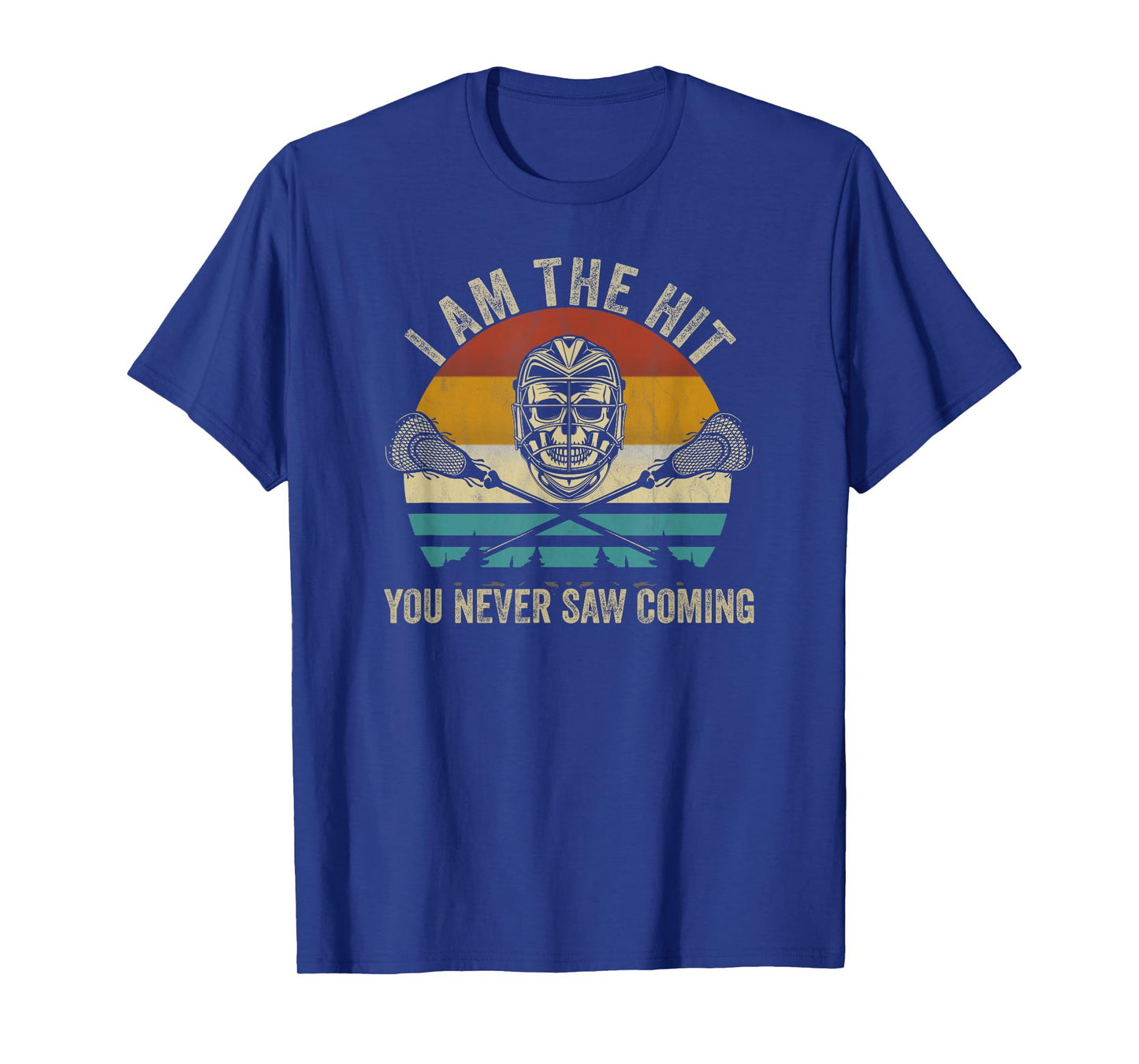 Lacrosse Skull Vintage Retro Lacrosse Stick Sun quote T-Shirt