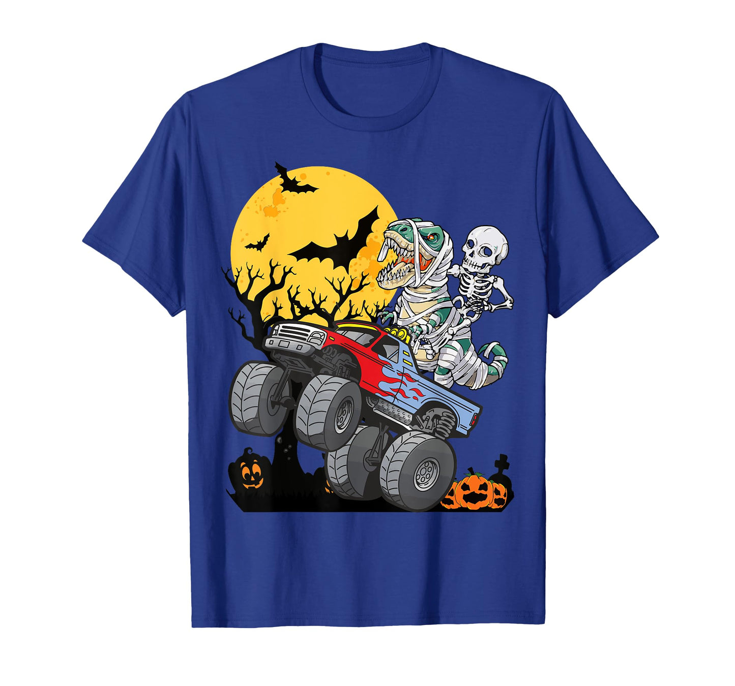 Boys Halloween Monster Truck Pumpkin Mummy Dinosaur T rex T-Shirt