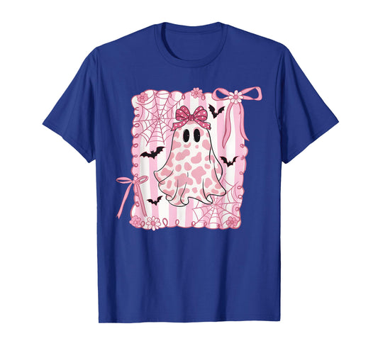 Boo Ghost Pumpkin Bow Pink Halloween Coquette Spooky Season T-Shirt