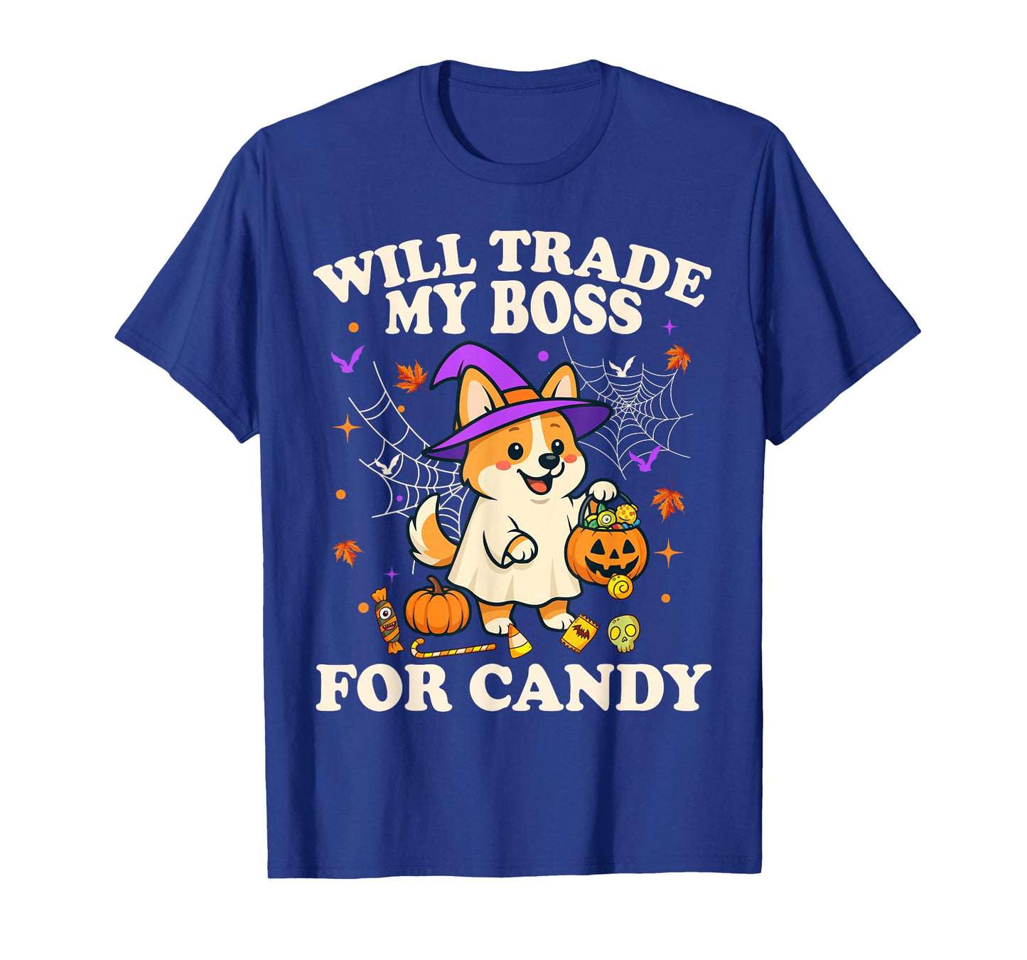 Funny Halloween Corgi Dog Lover Candy Trick or Treat Witch T-Shirt