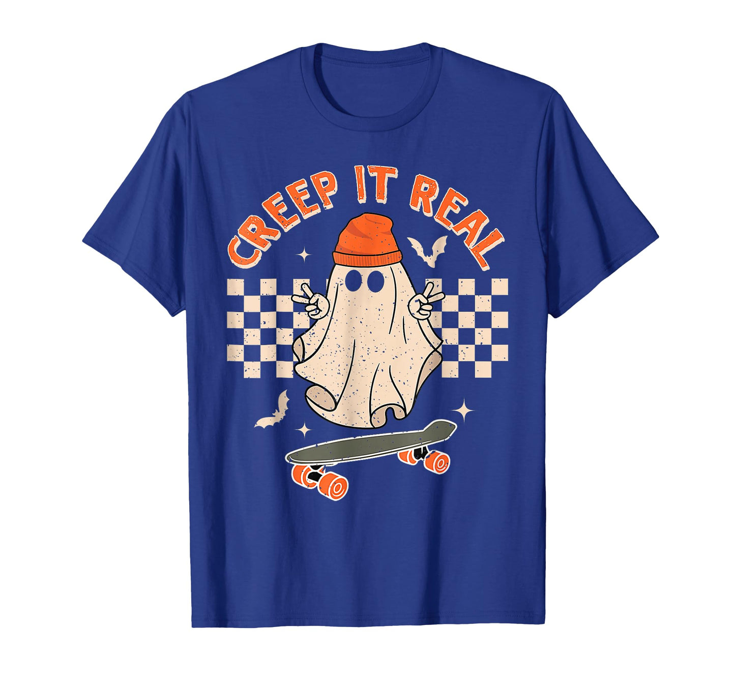 Creep It Real Skateboarding Ghost Retro Halloween Costume T-Shirt