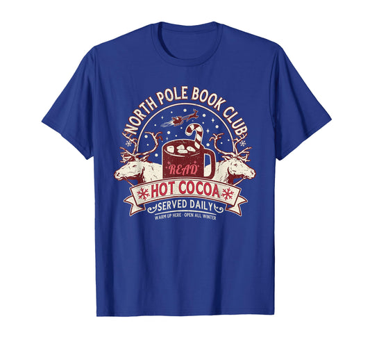 North Pole Book Club Hot Cocoa Reindeer Librarians Christmas T-Shirt