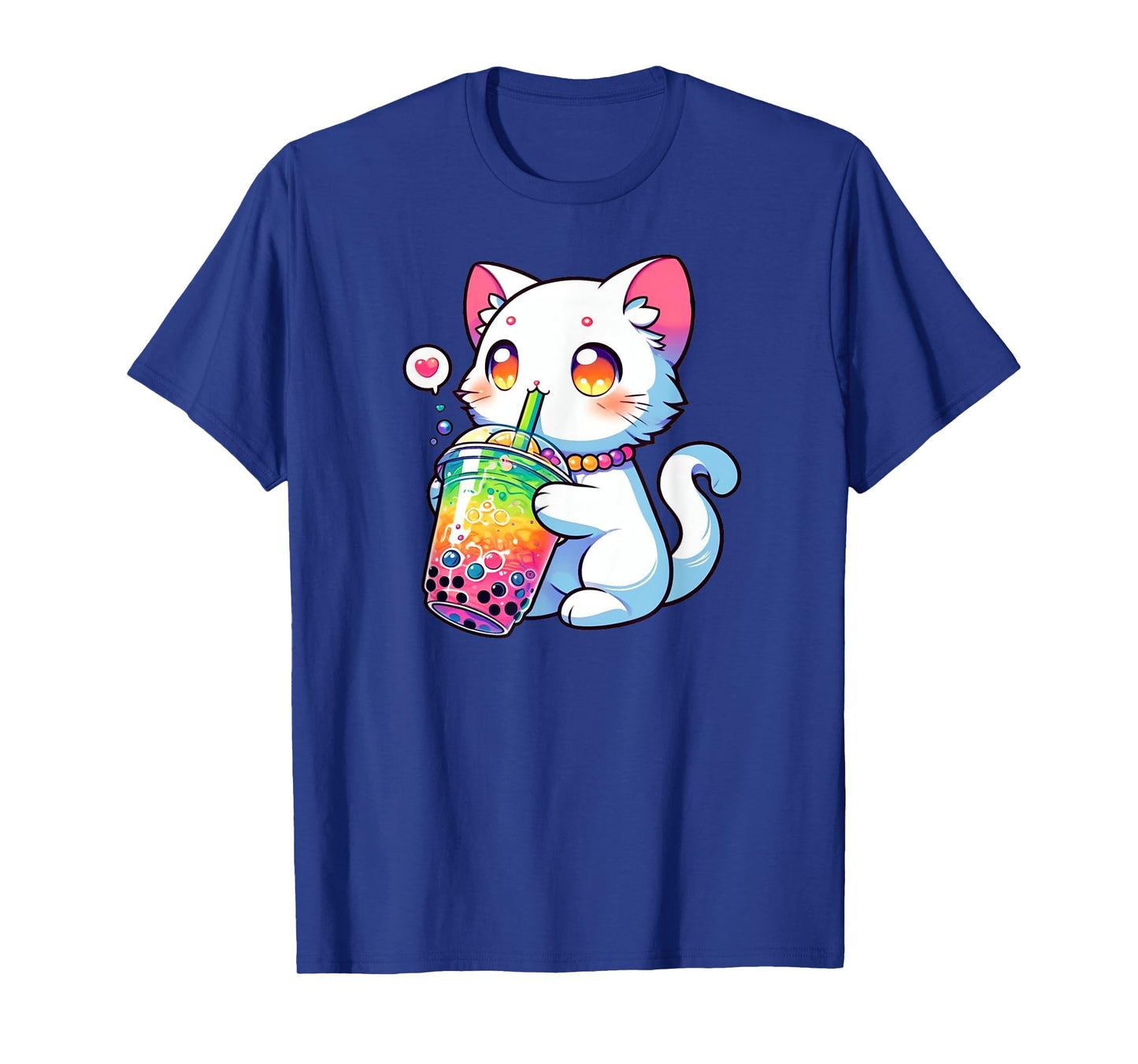Cute Cat Boba Bubble Tea Rainbow Anime Kawaii Neko Fun T-Shirt