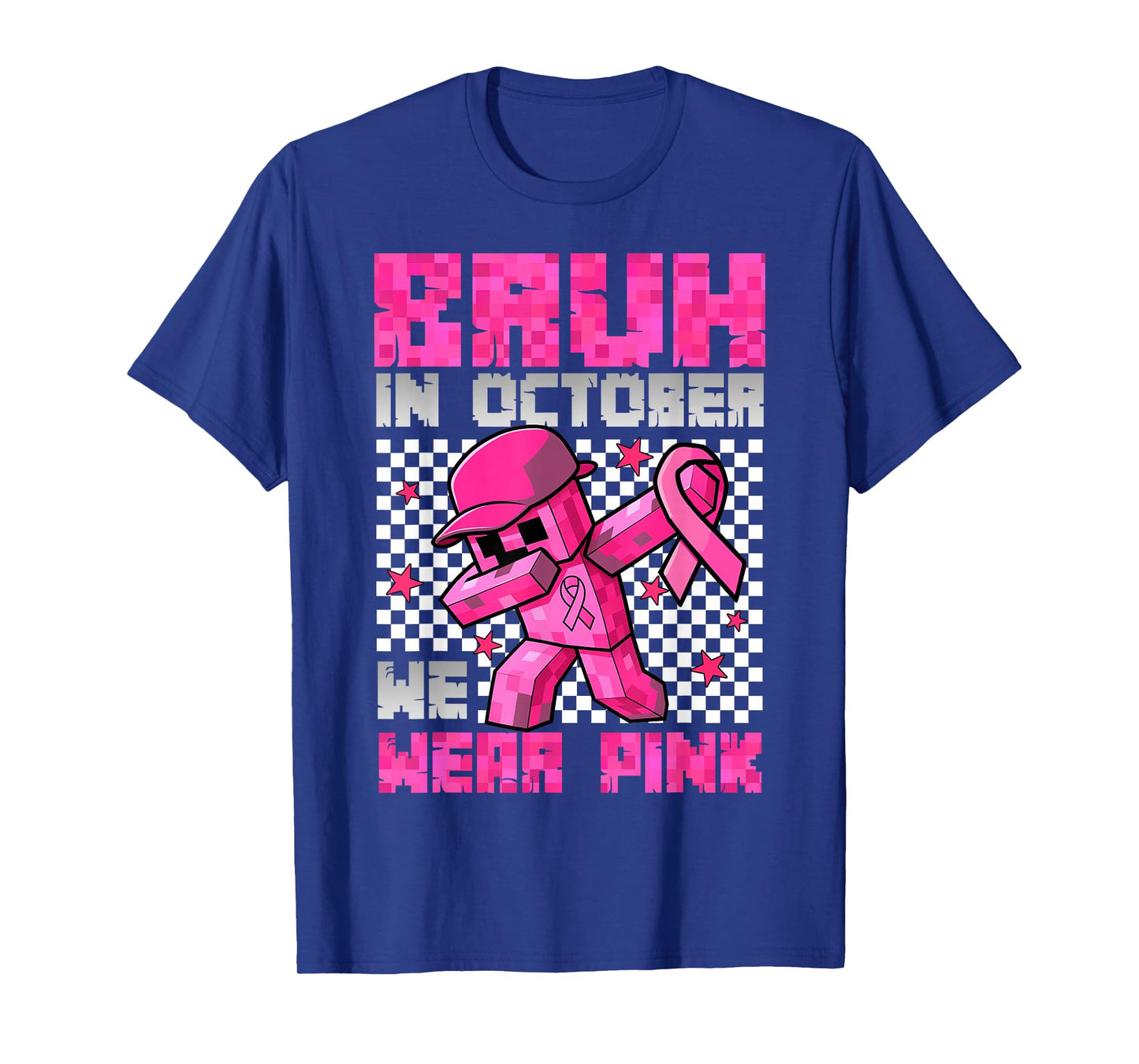 Bruh in October We Wear Pink Breast Cancer Game Kids Boy Men T-Shirt