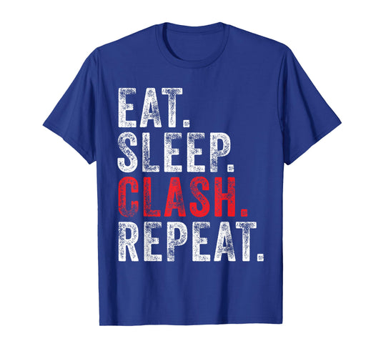 Eat Sleep Clash Repeat Gaming Clans Vintage Distressed T-Shirt