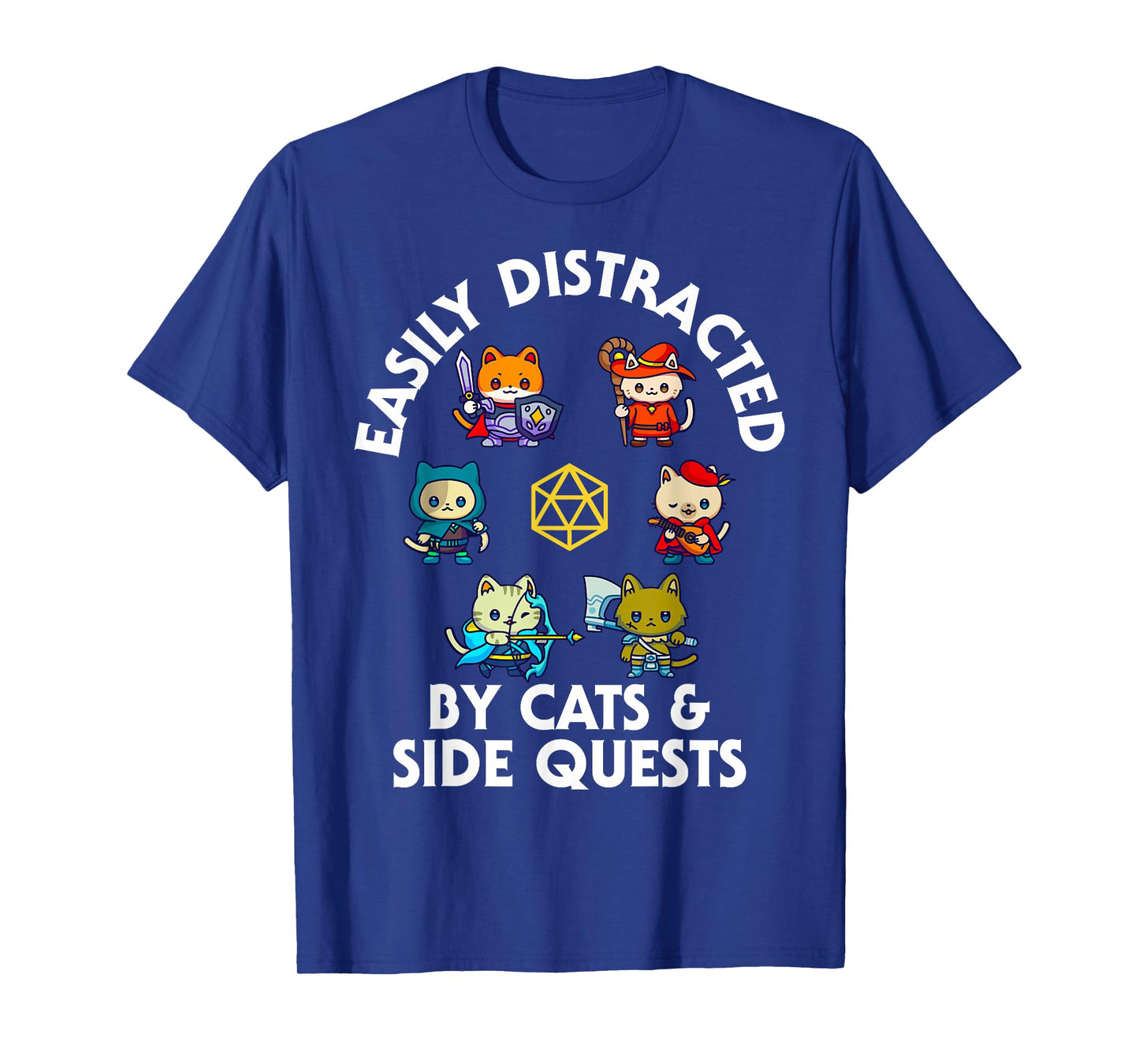 RPG Gamer Cats Side Quest Funny Nerd ADHD Cat Men Women Kids T-Shirt