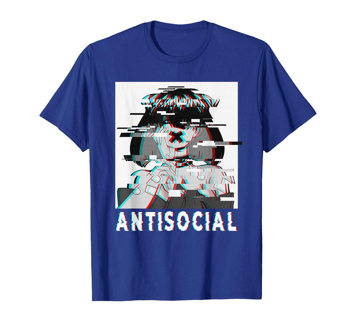 Antisocial Anti Social Anime Goth Girl Vaporwave Glitch 90s T-Shirt