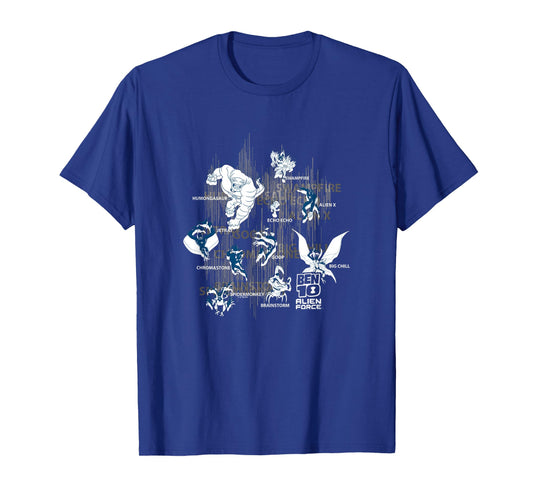 Ben 10: Alien Force Ten Alien Heroes Silhouettes Collage T-Shirt