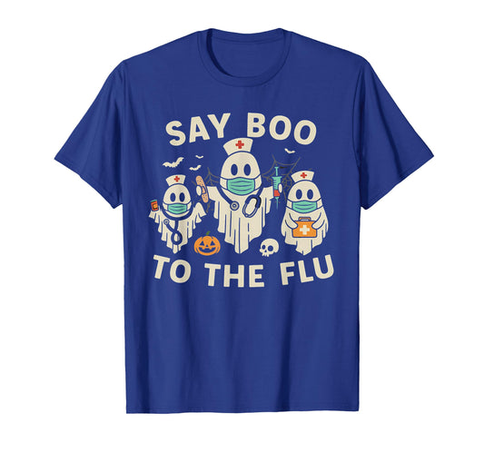 Nurse Halloween Ghost Crew Vaccine Say Boo to The flu T-Shirt