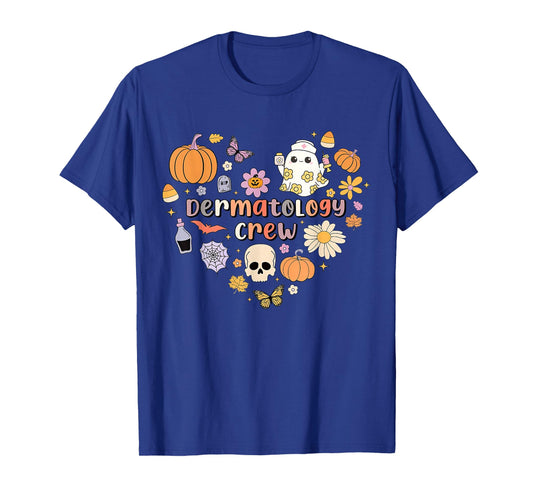 Groovy Heart Dermatology Crew Nurse Ghost Pumpkin Halloween T-Shirt