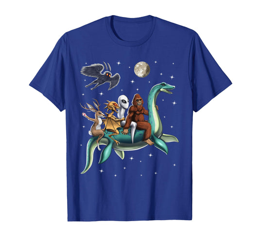 Cryptid Bigfoot Jackalope Mothman Loch Ness Monster T-Shirt