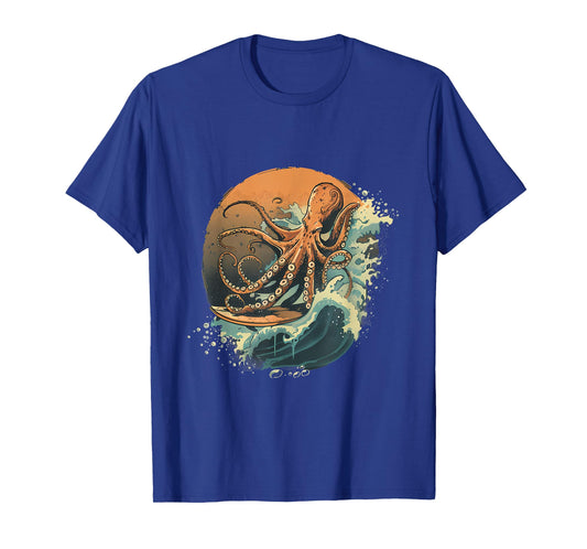Cthulhu Ocean Sea Animal Octopus Lover Surfing Sea Monster T-Shirt
