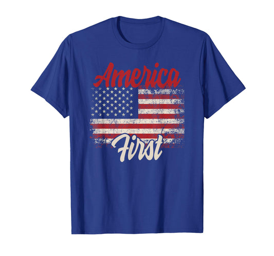 America First Veteran National Pride American Flag T-Shirt