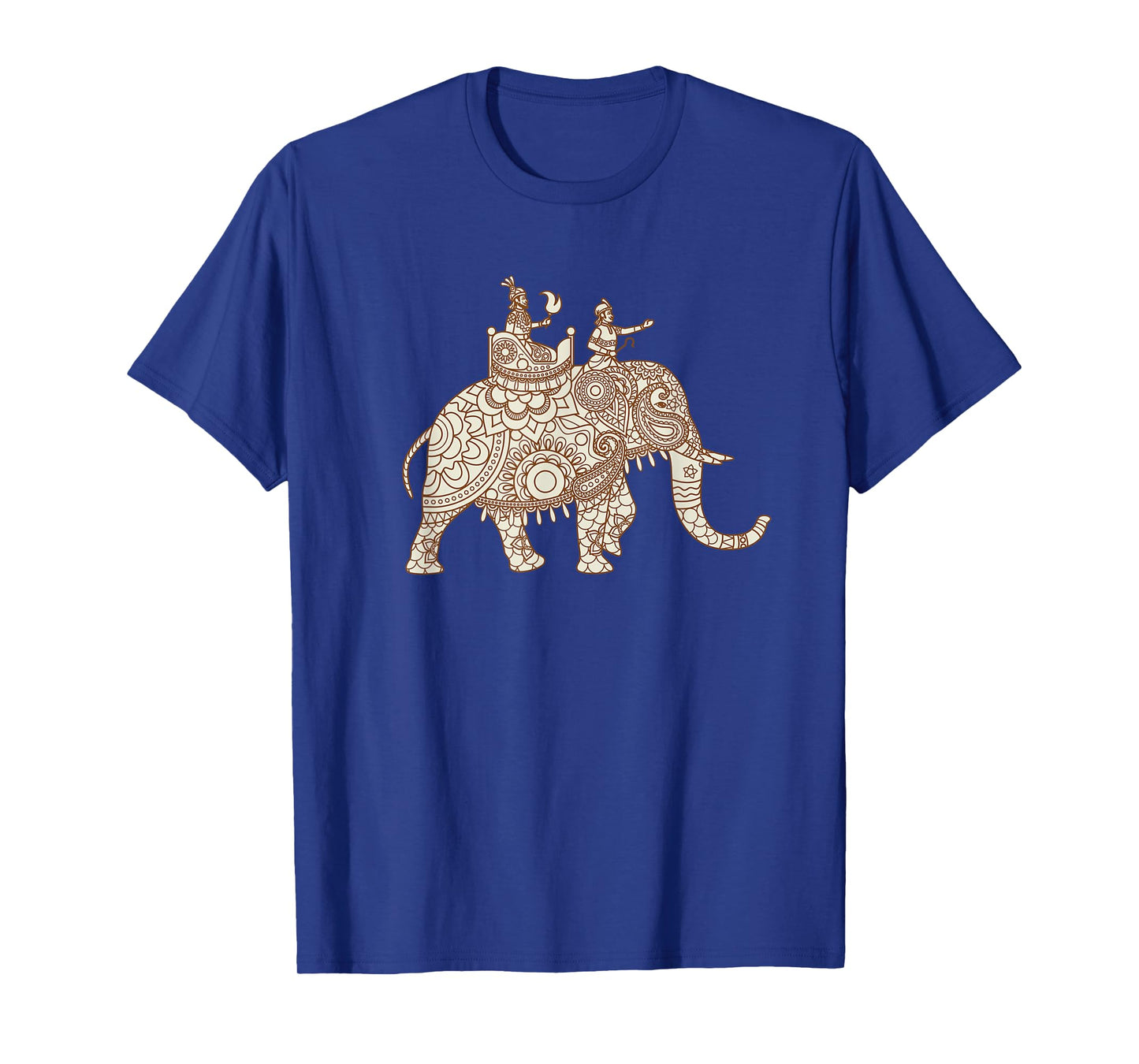 Indian Elephant Art Style Elephant Rider Paisley T-Shirt