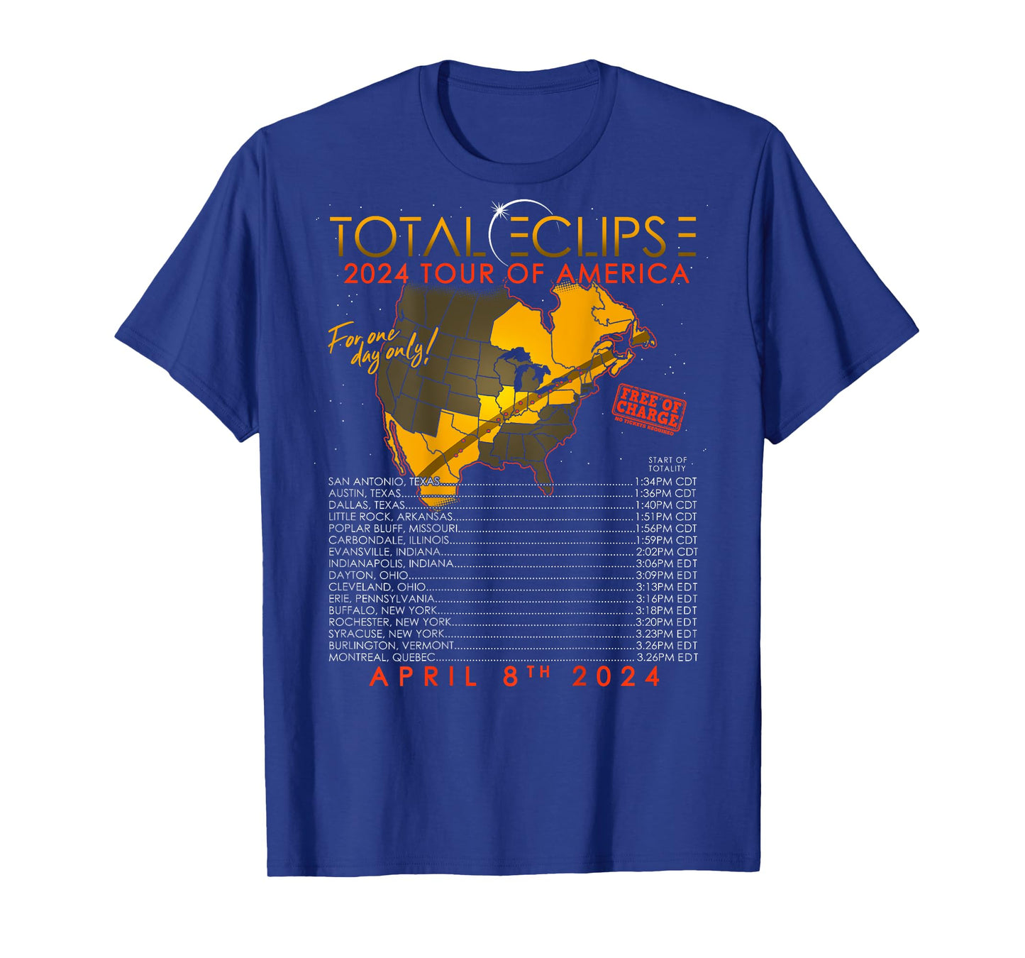 Total Solar Eclipse 2024 Tour of America 04.08.24 T-Shirt