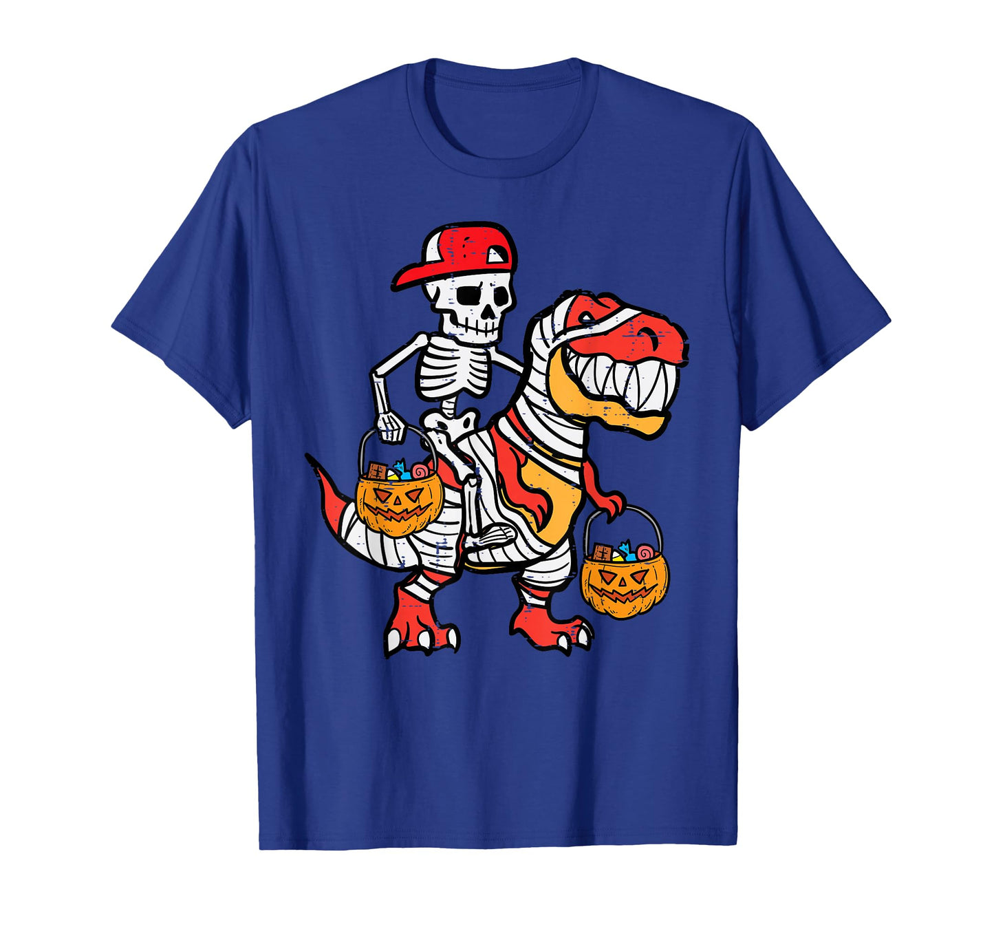 Cool Skeleton Cap Dino Mummy Toddler Boy Halloween Boys Kids T-Shirt