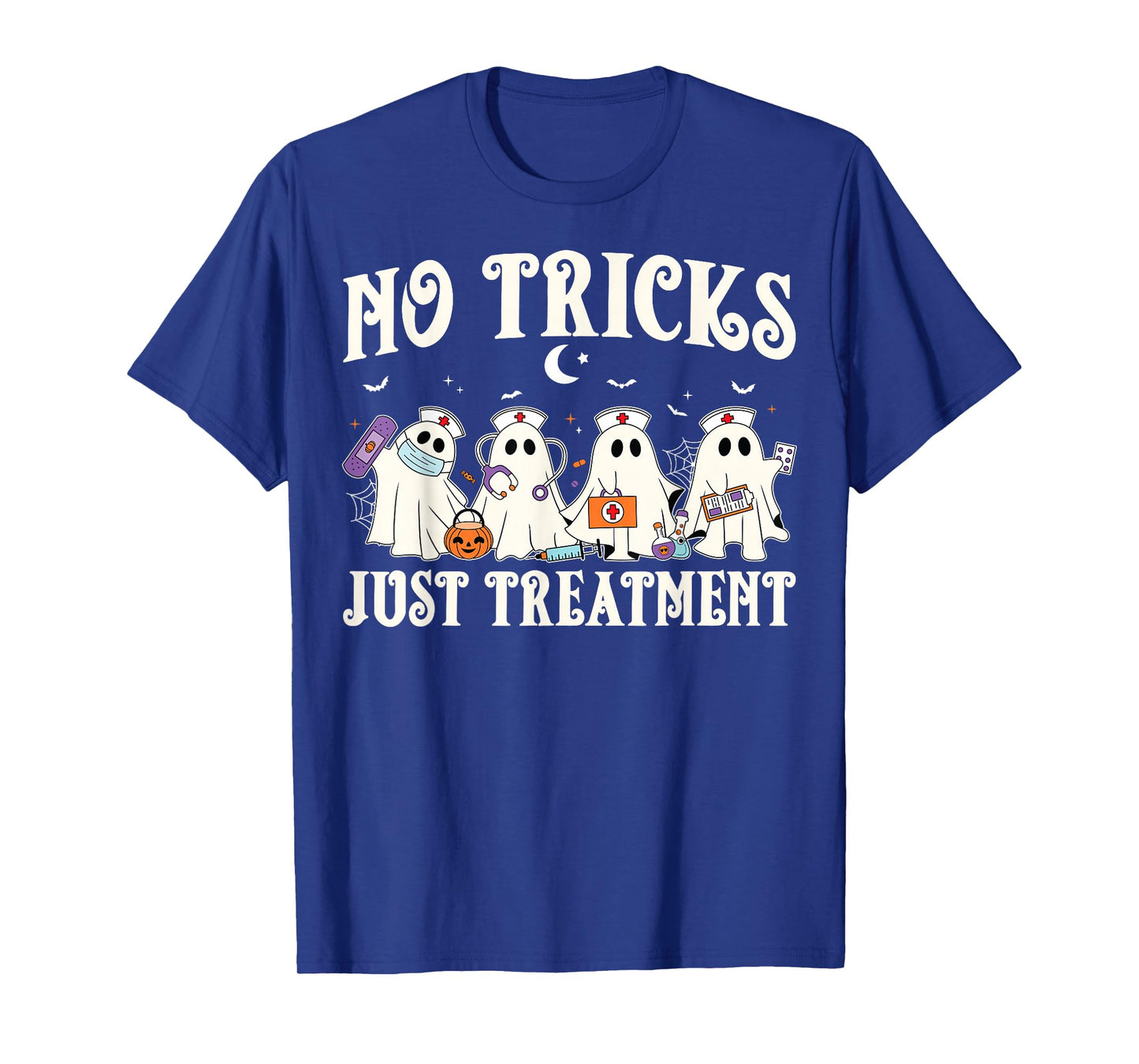 No Tricks Just Treatment Nurse Ghost RN Spooky Halloween T-Shirt