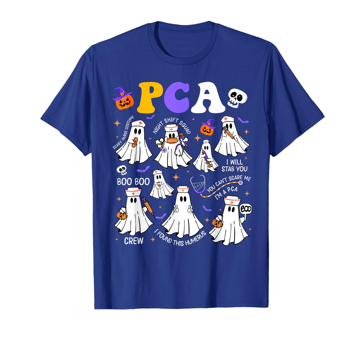 Spooky PCA Ghost Halloween Cute Groovy Nursing Halloween T-Shirt