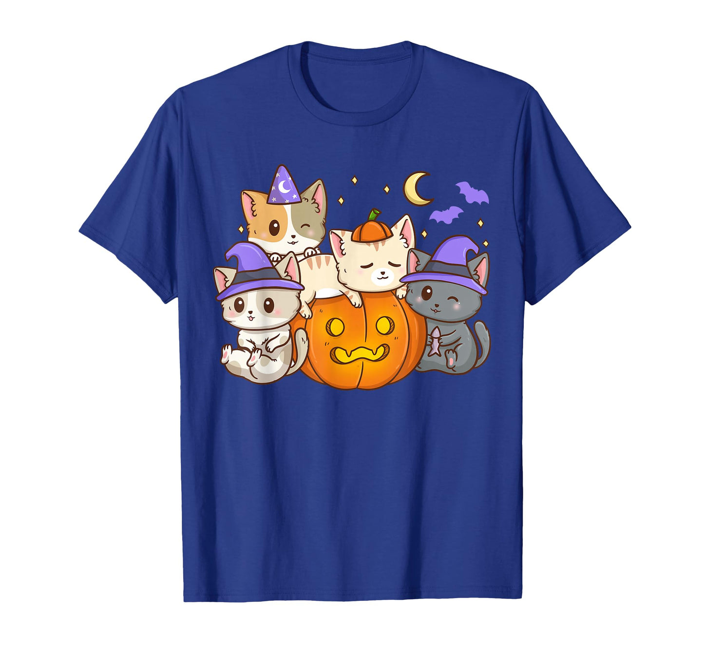 Halloween Cats Anime Cat Kawaii Neko Pumpkin Cat Lover Witch T-Shirt