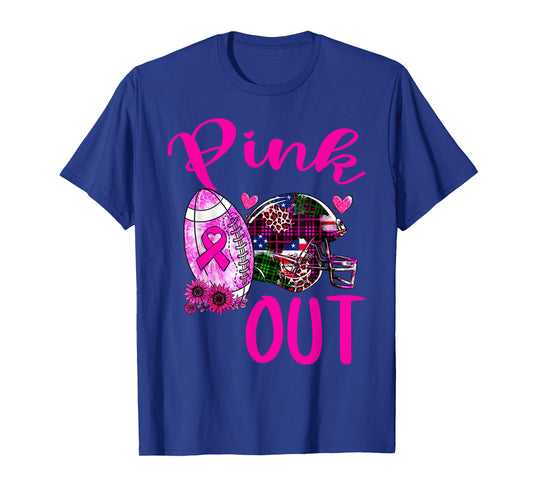 Pink Out Breast Cancer Awareness Bleached Football Mom Girls T-Shirt
