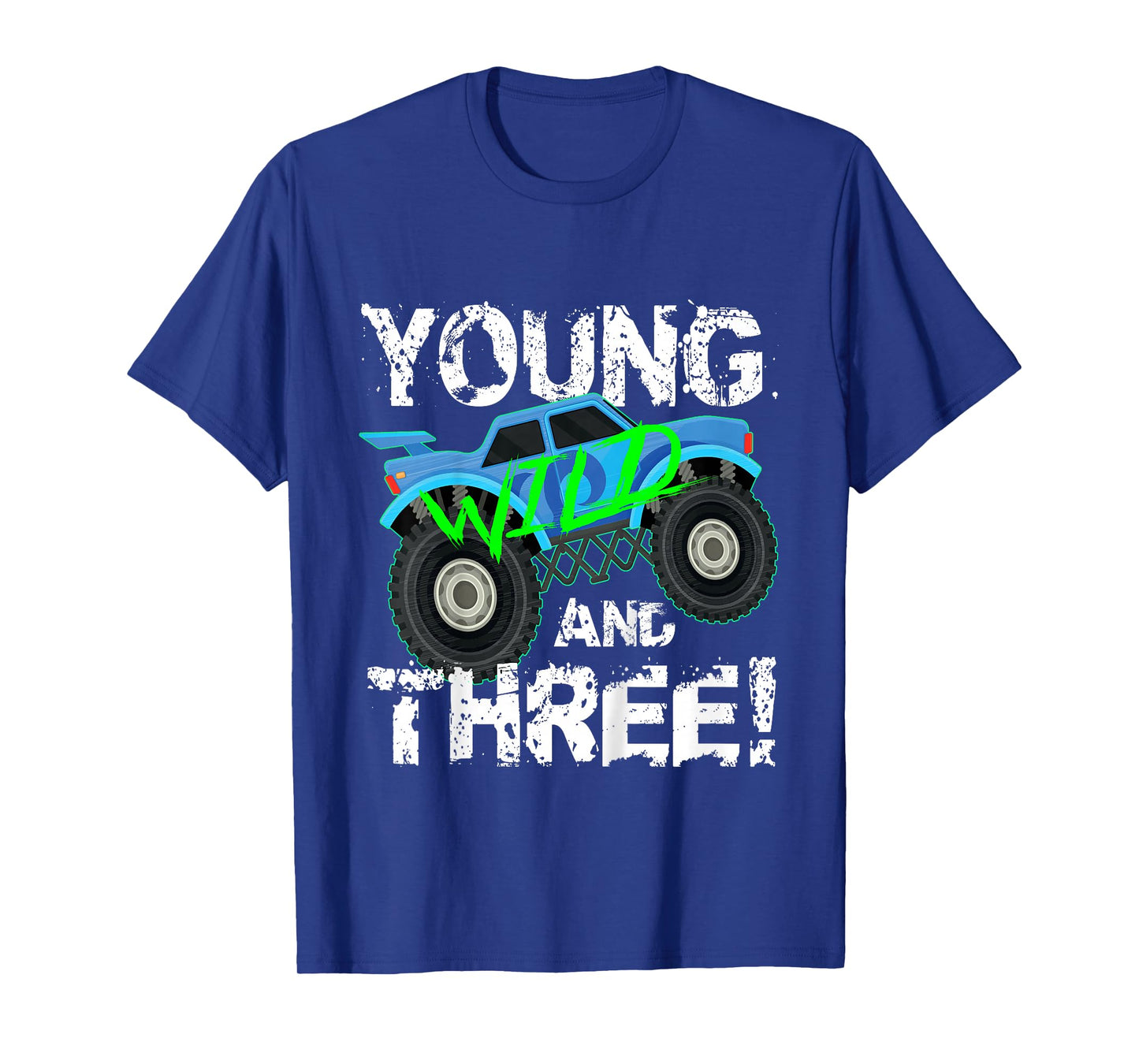 Kids Young Wild and Three! 3rd Birthday Monster Truck Shirt Boys T-Shirt