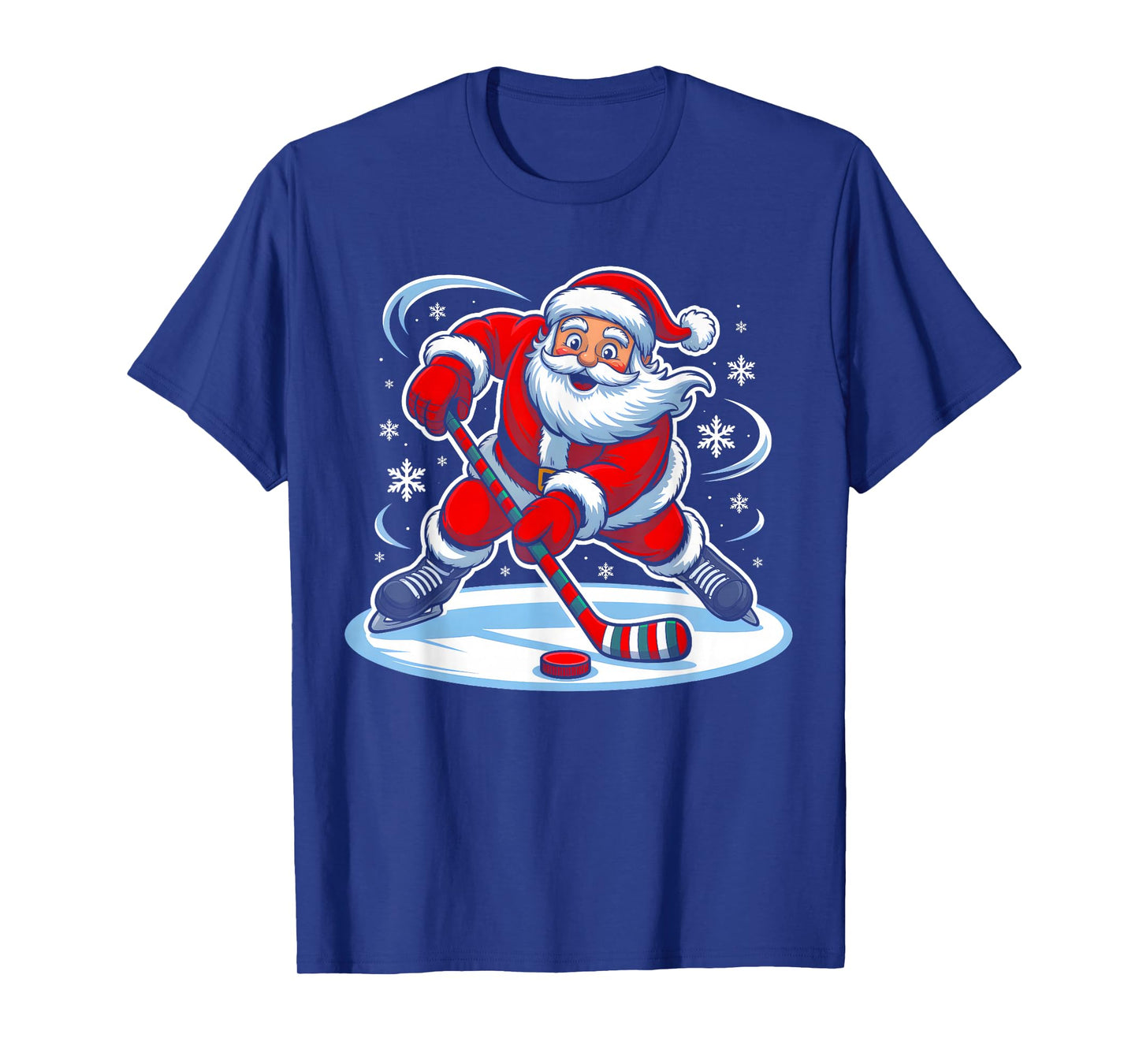 Santa Ice Hockey Christmas Funny Xmas Pajamas Boys Men Sport T-Shirt