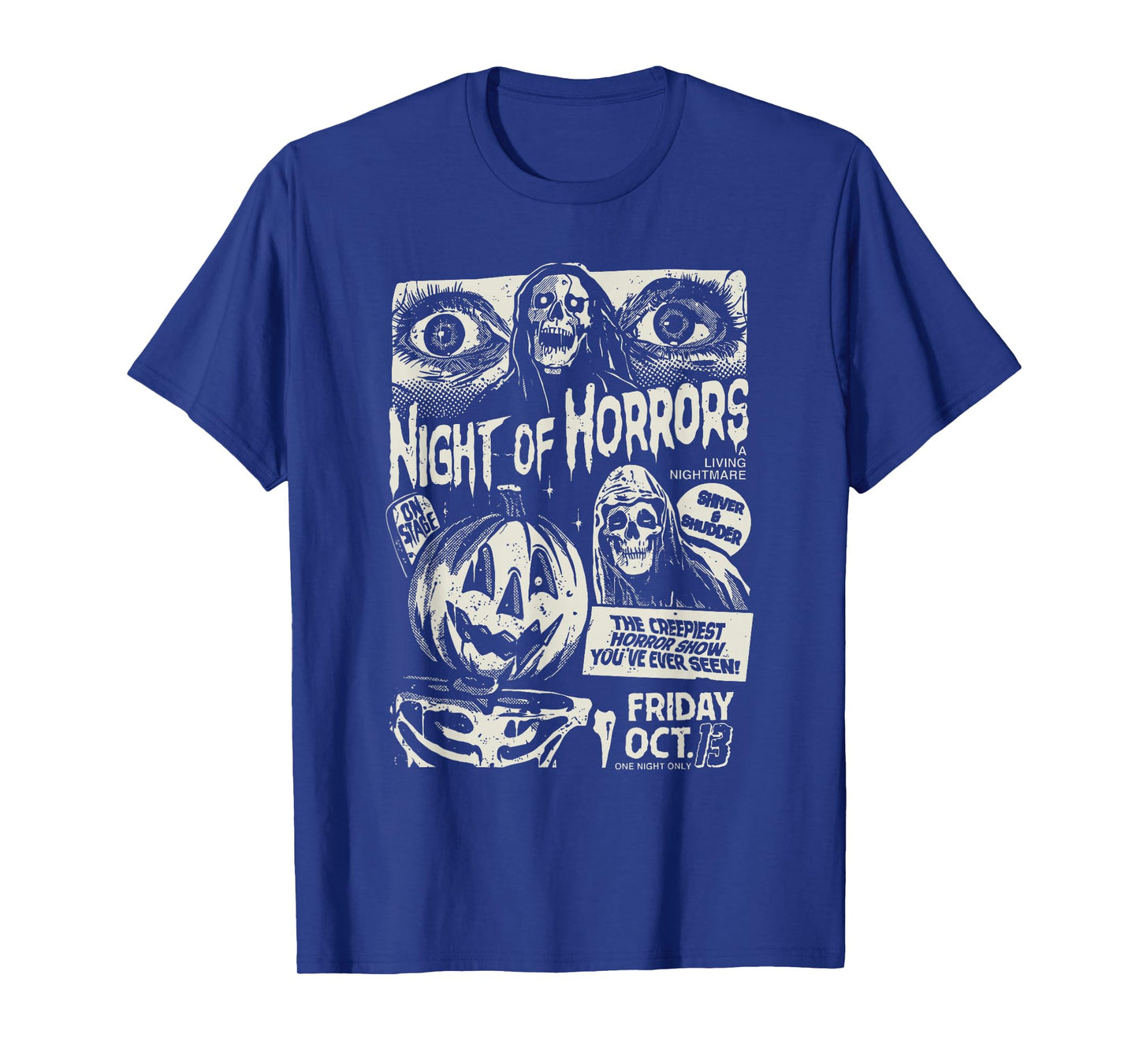 Night Of Horrors Spooky Skeleton Jack O Lantern Halloween T-Shirt