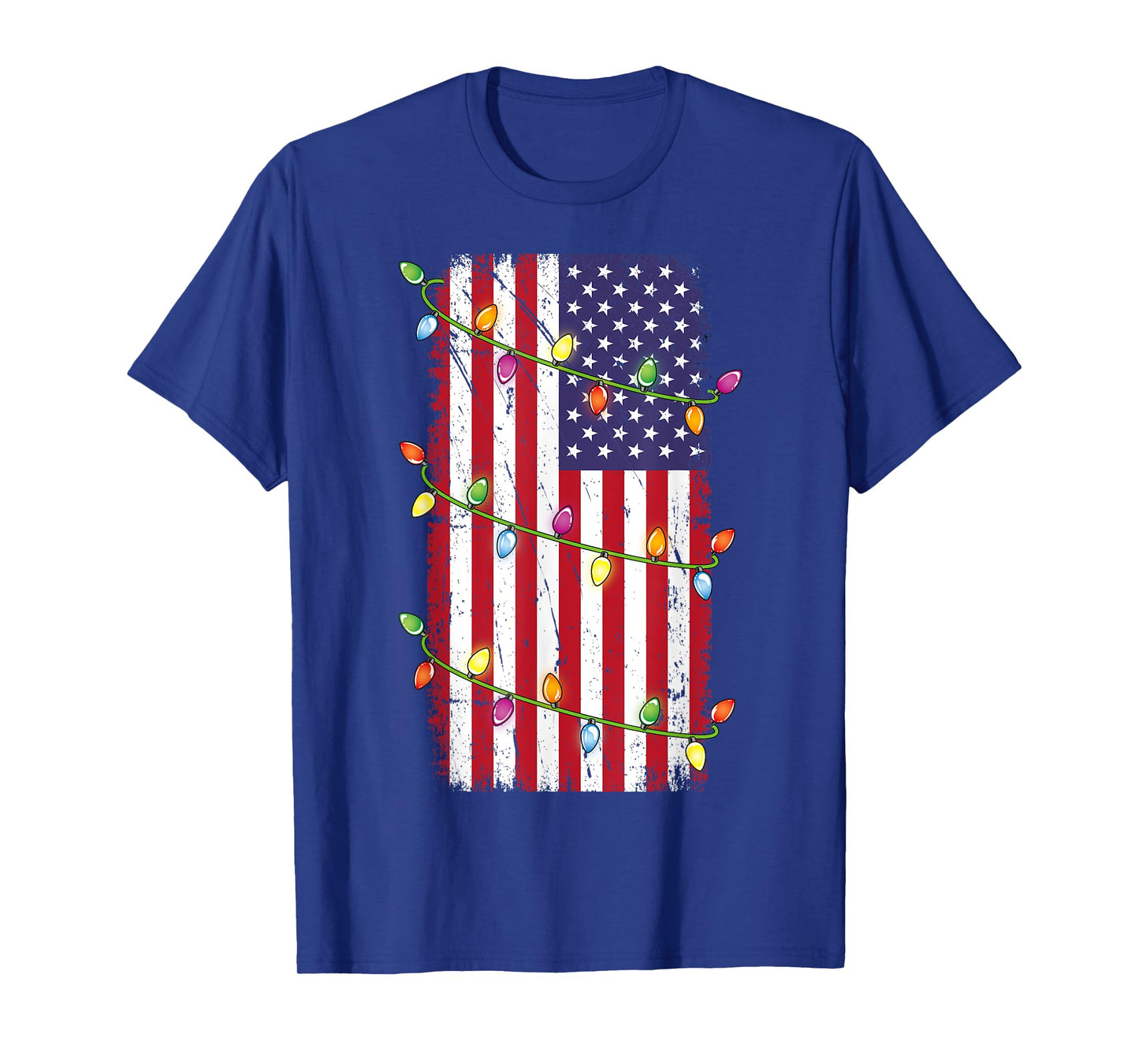 Christmas Lights USA Flag Shirt Patriotic Veteran Christmas T-Shirt