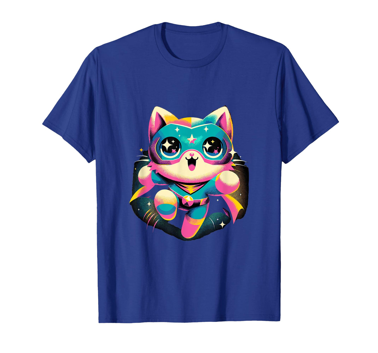 Kawaii Cat Hero - Cute Anime Superhero T-Shirt, Small, Black
