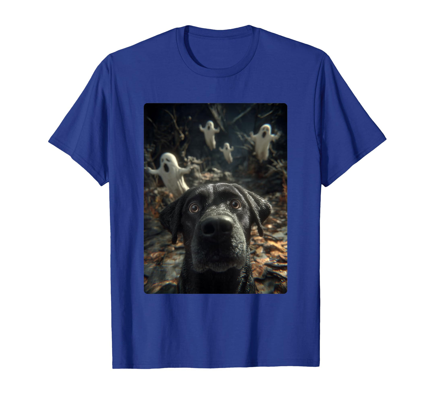 Labrador Selfie with Ghosts Haunted Forest Halloween Dog T-Shirt