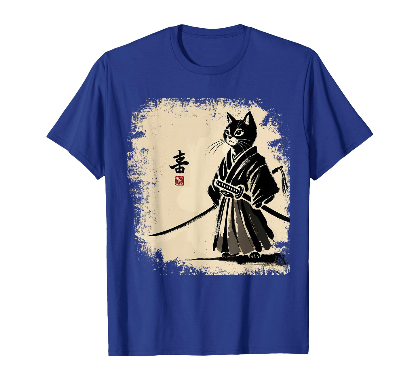 Samurai Cat Vintage Warrior Art Graphic Cat Art T-Shirt