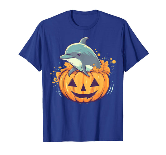 Pumpkin Dolphin costume on Dolphin Halloween T-Shirt