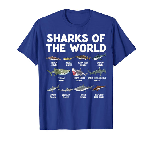 Sharks Of The World Kawaii Types Of Sharks Sea Animal Shark T-Shirt