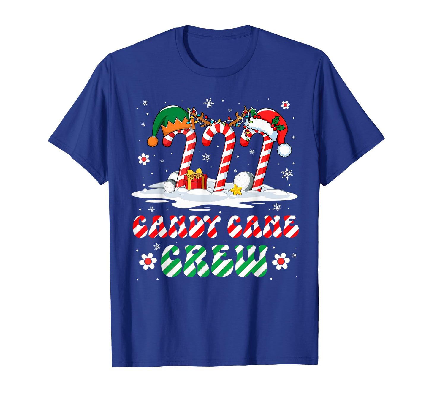 Candy Cane Crew Christmas Xmas Santa Mens Womens Kids Groovy T-Shirt