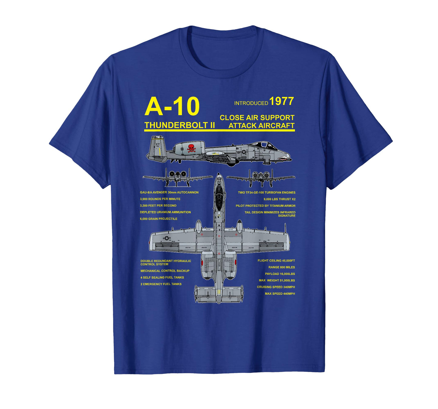 A-10 Thunderbolt II Warthog Military Jet Blueprint T-Shirt