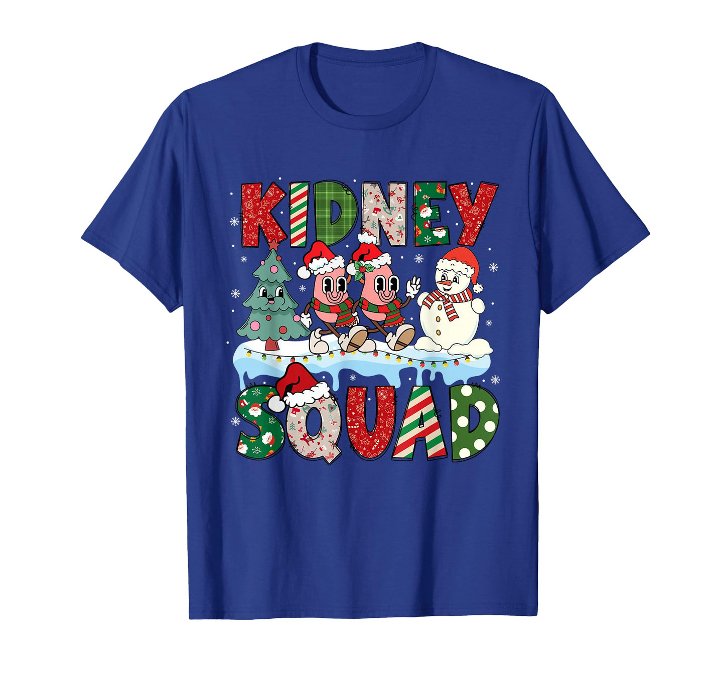 Kidney Squad Xmas Tree Snowman Dialysis Nurse Christmas T-Shirt