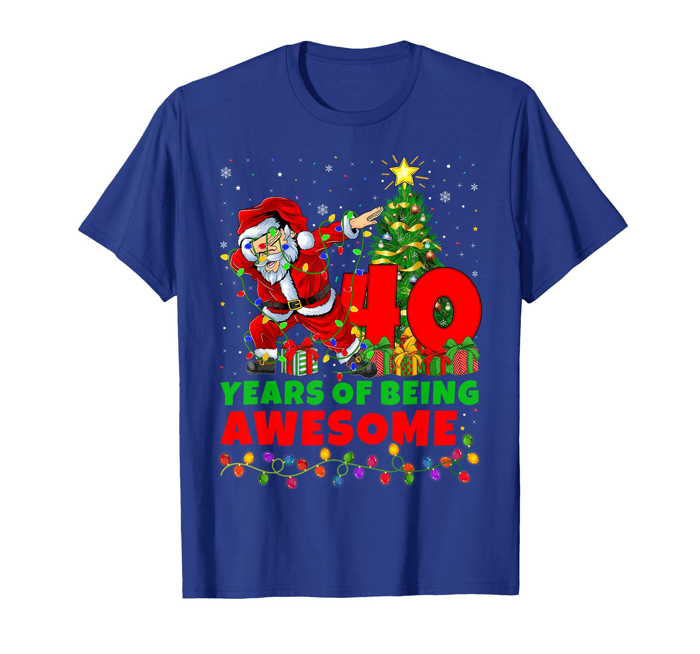 40 Years Of Being Awesome Santa 40th Birthday Christmas T-Shirt
