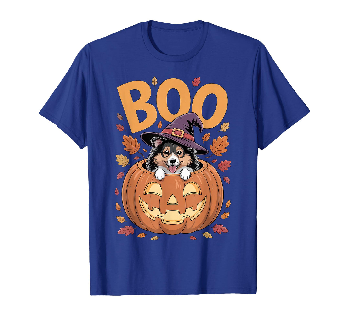 Sheltie Costume on Pumpkin Halloween Shetland Sheepdog T-Shirt