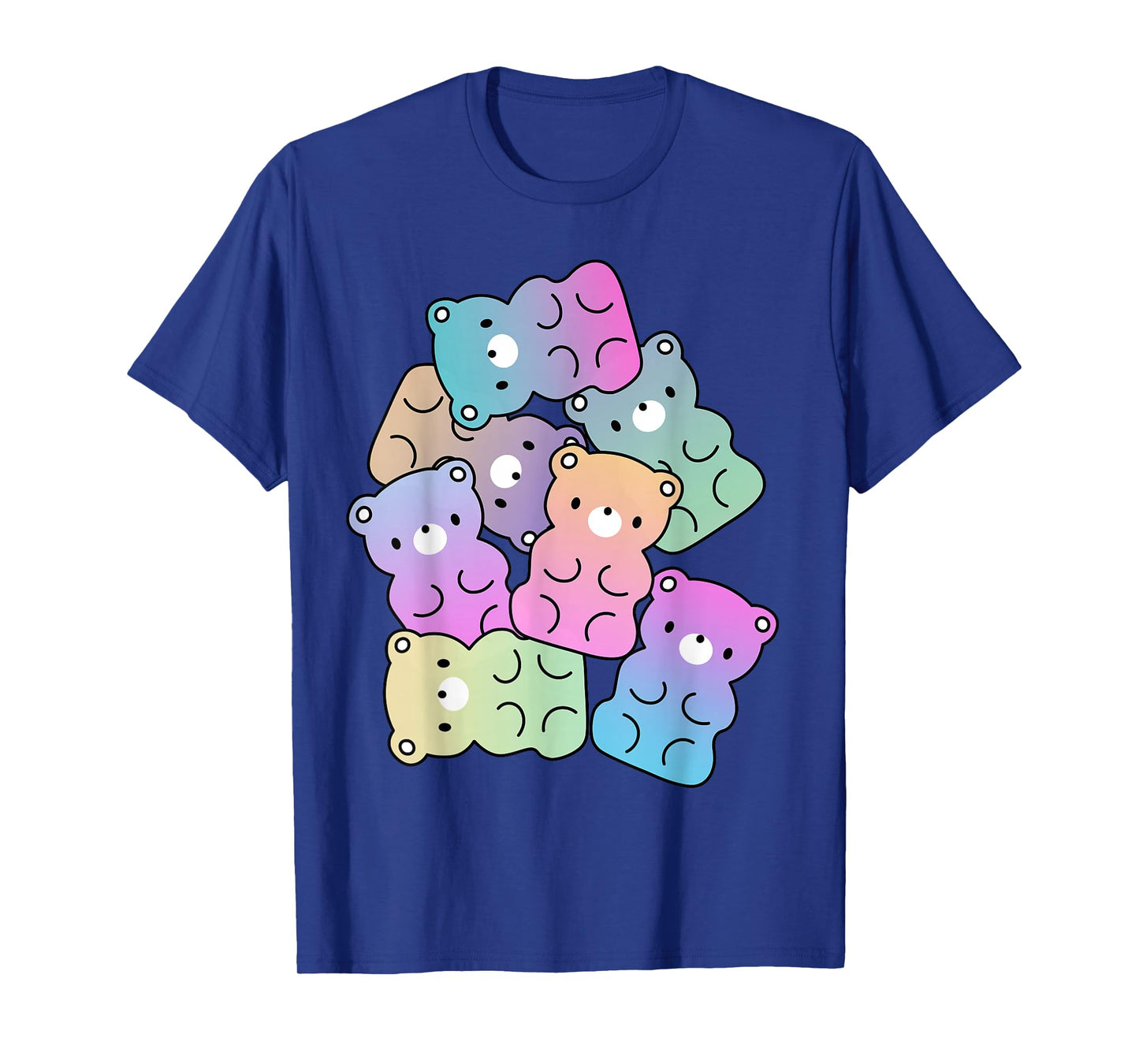 Rainbow Gummy Bear Design Kawaii Aesthetic Teens T-Shirt Small