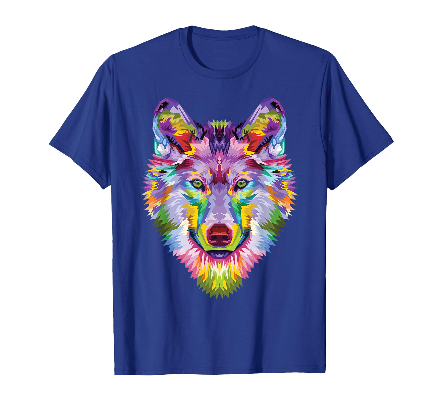 colorful wolf head art Face gifts for lover wolves wildlife T-Shirt