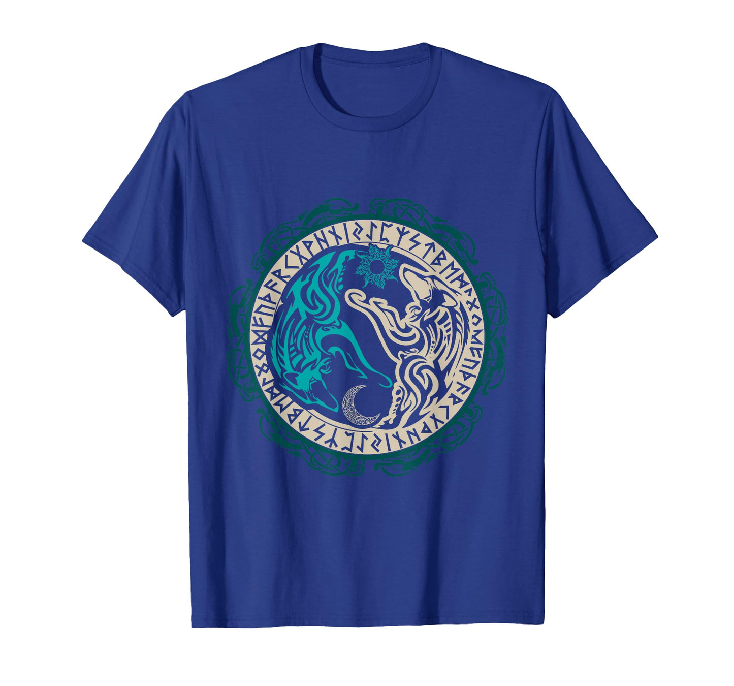 Skoll and Hati Chasing the Moon Viking T-Shirt