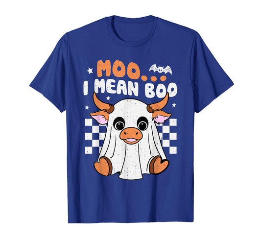 Moo I Mean Boo Funny Cow Ghost Spooky Halloween Costume T-Shirt
