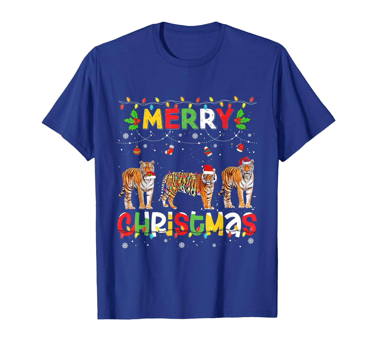 Merry Christmas Tiger Animals Squad Christmas Pajama T-Shirt