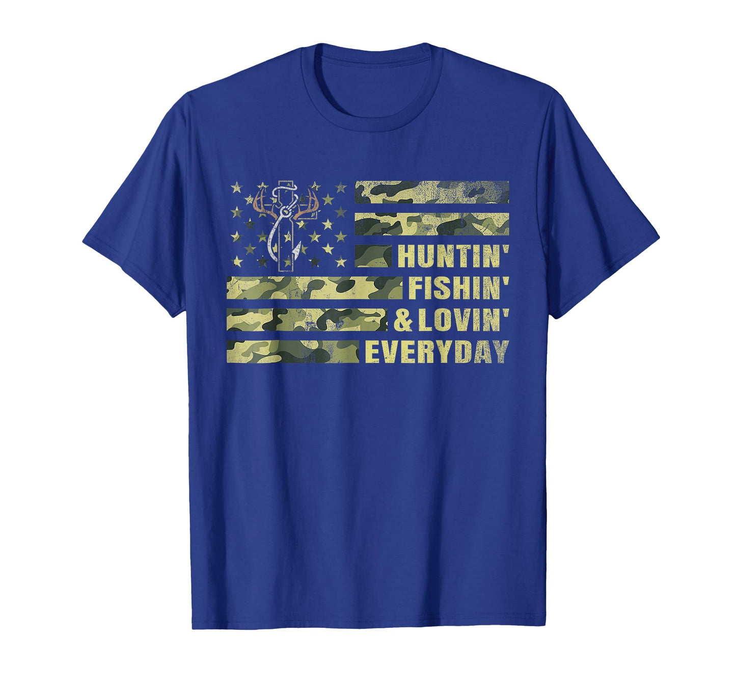 Hunting Fishing Loving Every Day Camo American Flag Patriot T-Shirt