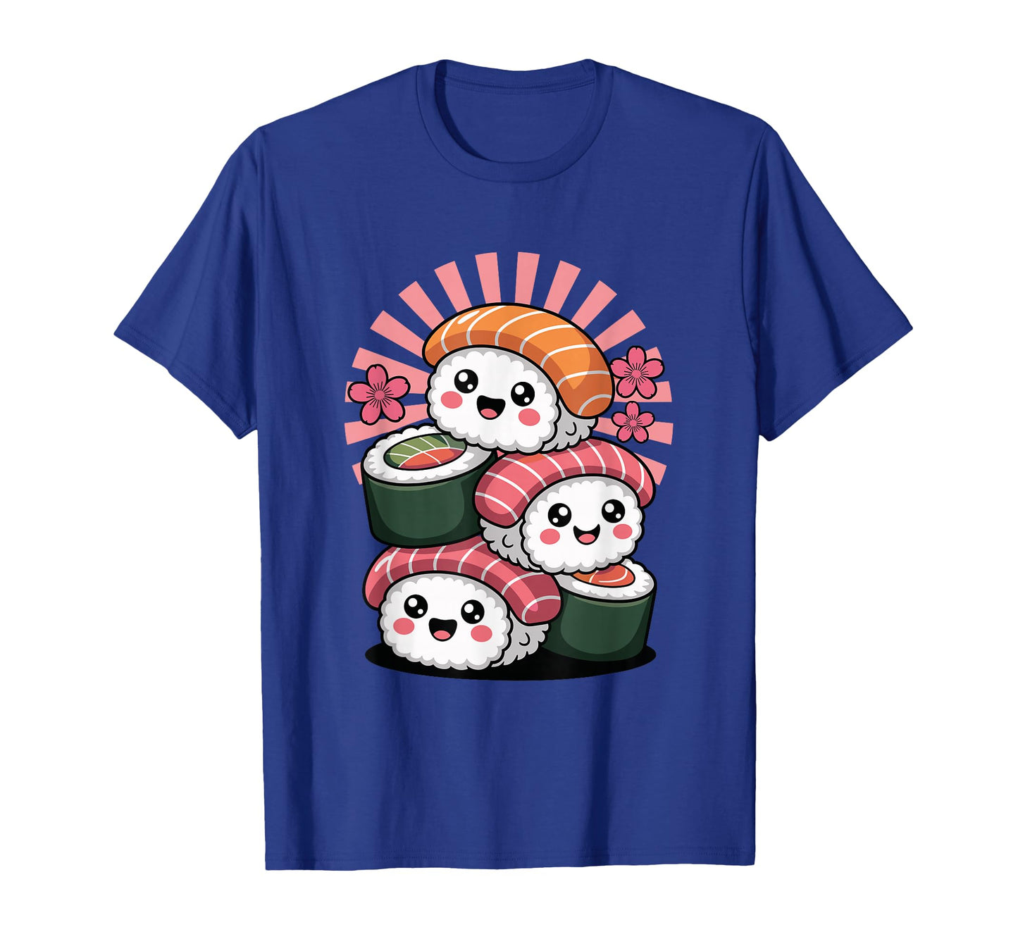 Happy Kawaii Sushi Stack Cute Sushi Face Roll Characters T-Shirt