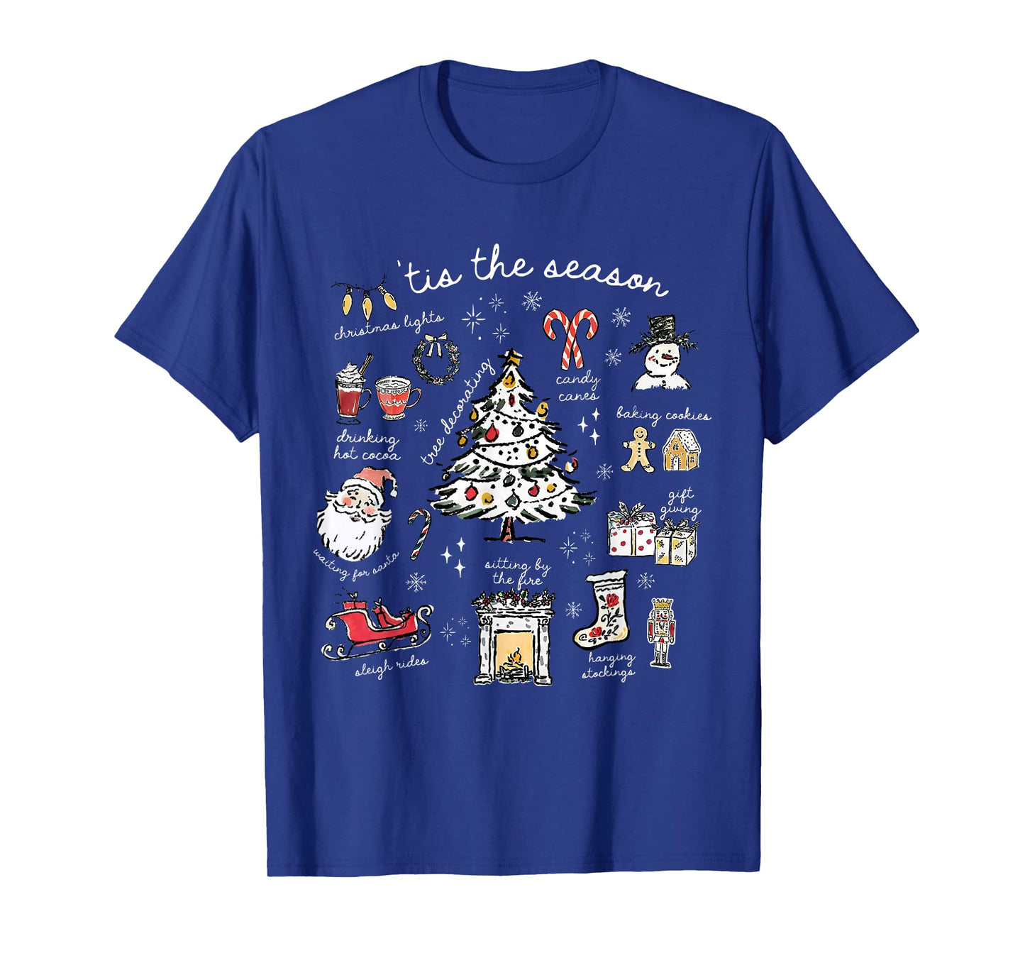 Retro Vintage Tis The Season Merry Christmas Doodles Snowman T-Shirt