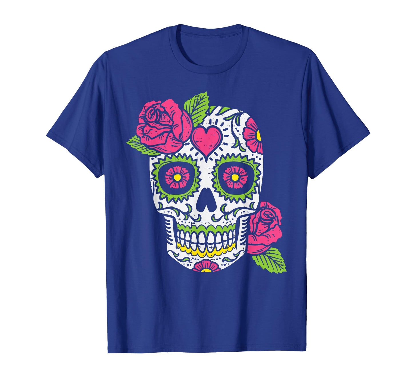 Pink Rose Sugar Skull Dia De Los Muertos Mexican Halloween T-Shirt