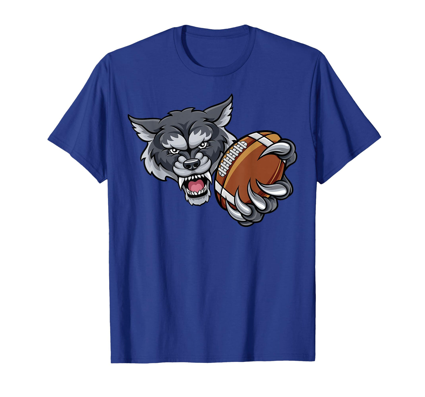 Wolf Cartoon Sports Team Mascot American Football Ball T-Shirt