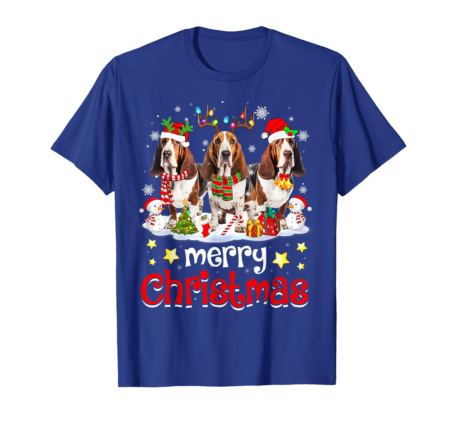 Basset Hound Christmas with Decorations Xmas T-Shirt